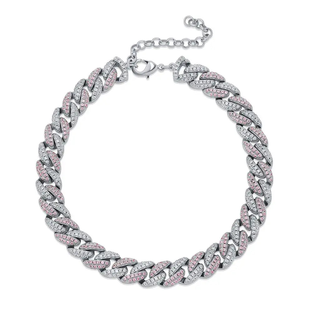 TOPGRILLZ 4mm Cuban Chain Anklet with Iced Zirconia & Adjustable Chain