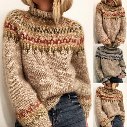 Vintage Knitted Stripe Sweater – Long Sleeve Pullover