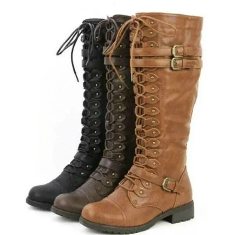 Knee High Lace Up Steampunk Boots