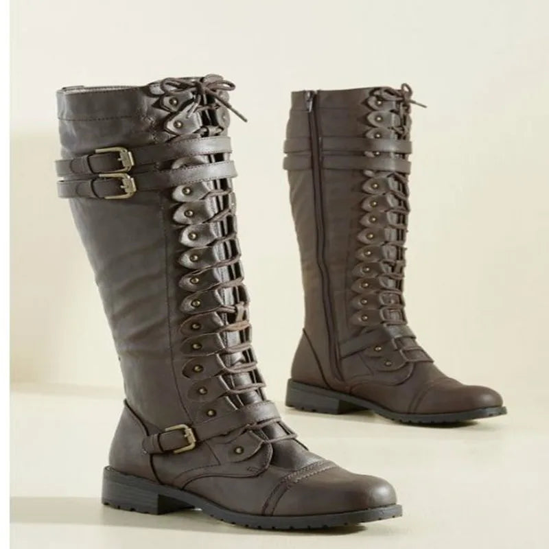 Knee High Lace Up Steampunk Boots