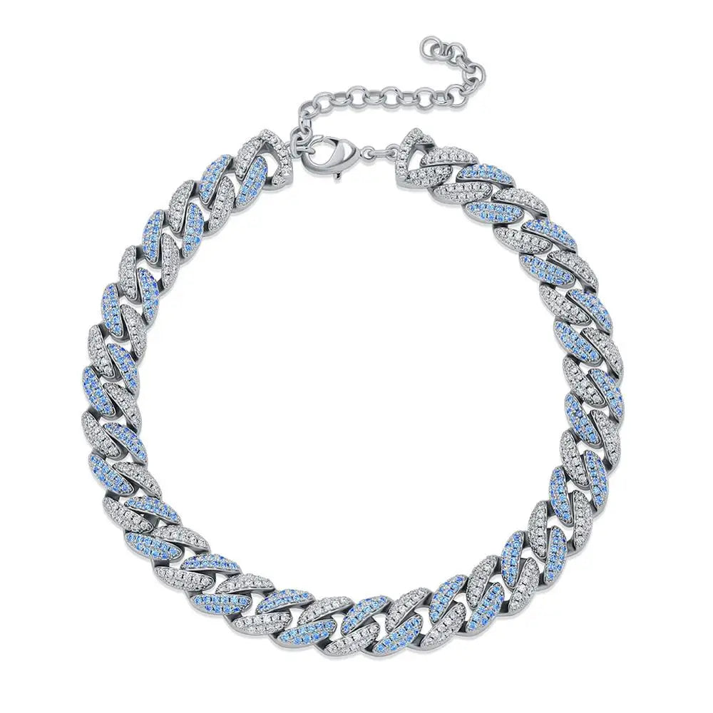 TOPGRILLZ 4mm Cuban Chain Anklet with Iced Zirconia & Adjustable Chain