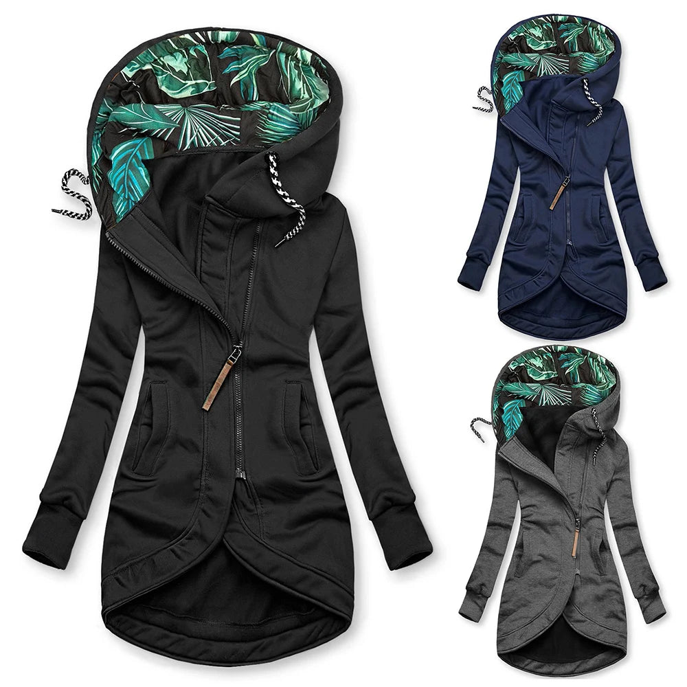 Women's Long Hooded Patchwork Jacket