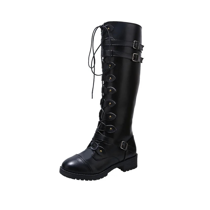 Knee High Lace Up Steampunk Boots