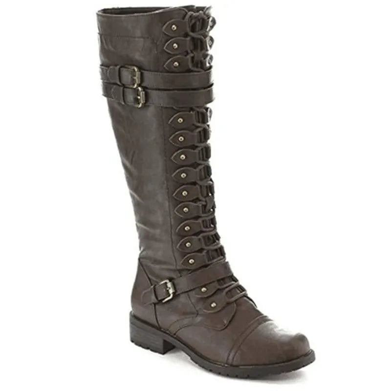 Knee High Lace Up Steampunk Boots