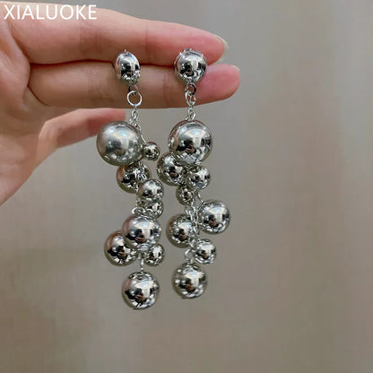 XIALUOKE Tassel Metal Ball Earrings.