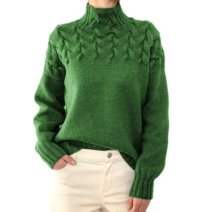 Cable Knit Turtleneck Long Sleeve Sweater