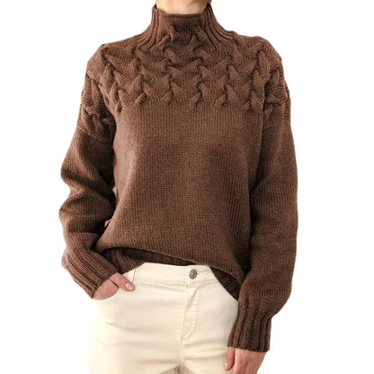 Cable Knit Turtleneck Long Sleeve Sweater