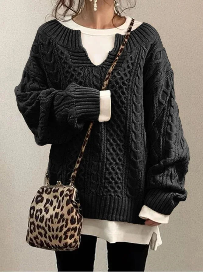 Knitted Pullover Sweater for Women with Unique and Chic Design