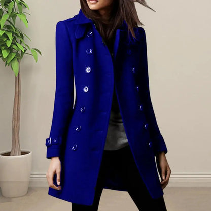 Women's Double-Breasted Woolen Coat