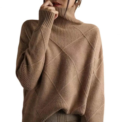 Turtleneck Winter Sweater Knitted Pullover Warm Crochet Jumper