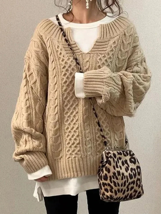 Knitted Pullover Sweater for Women with Unique and Chic Design