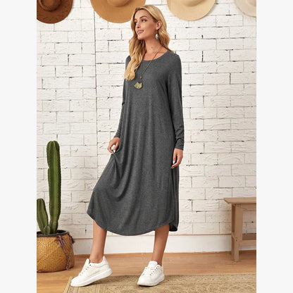 Casual A-Line Mid-Calf Dress