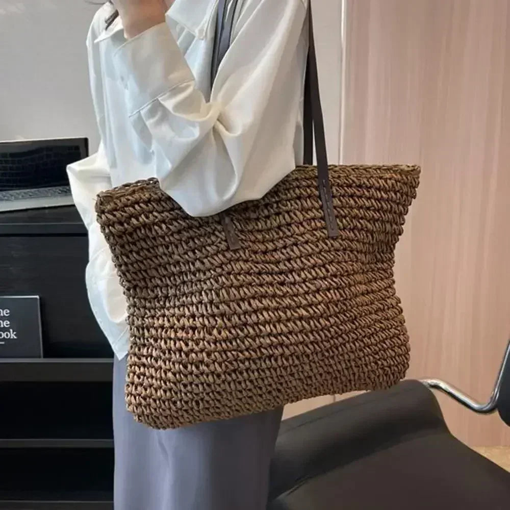 Elegant Woven Straw Tote Bag