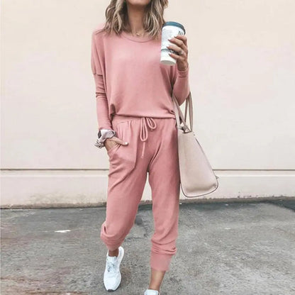 Casual Solid Color Tracksuit Set