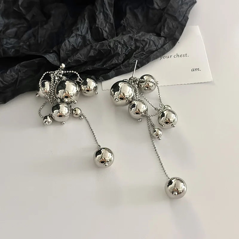 XIALUOKE Tassel Metal Ball Earrings.