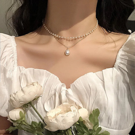 Trendy Pearl Rhinestone Chain Necklace