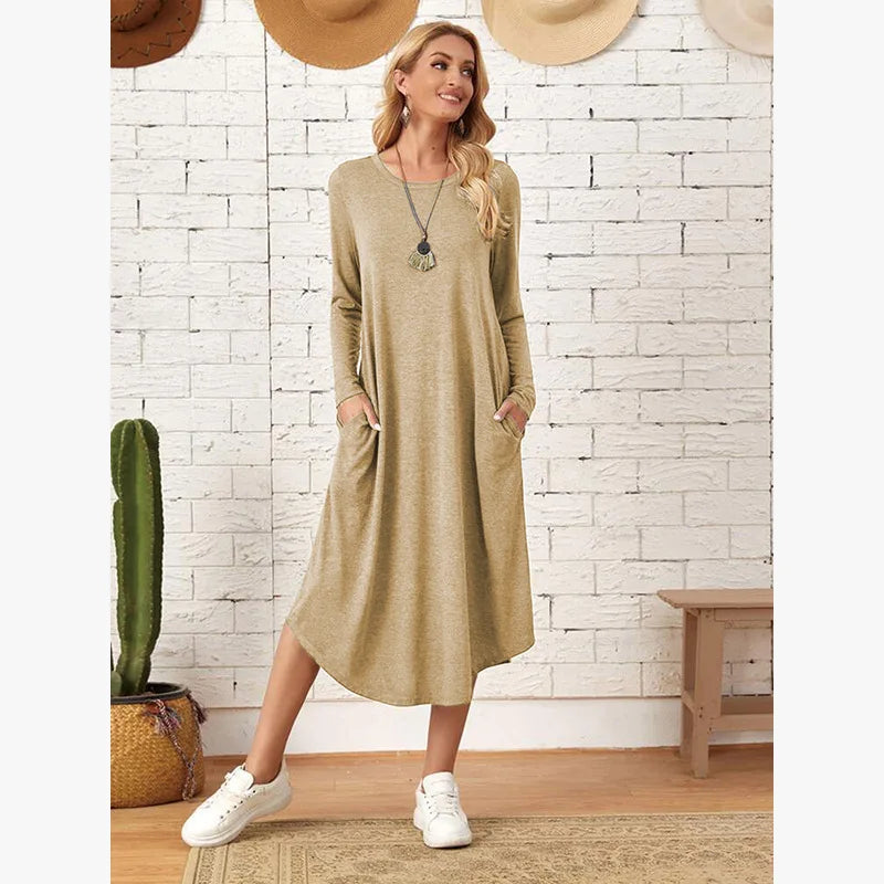 Casual A-Line Mid-Calf Dress