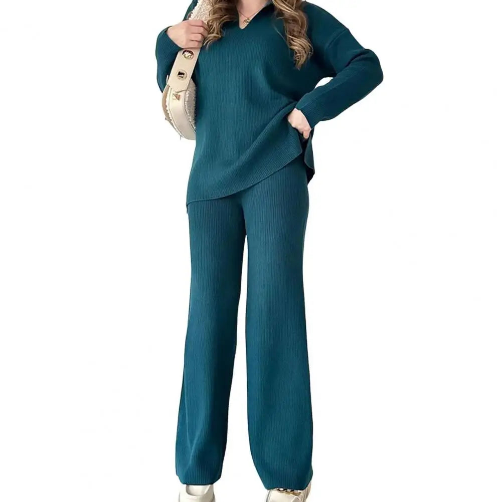 Women’s Knitted V-Neck Tracksuit