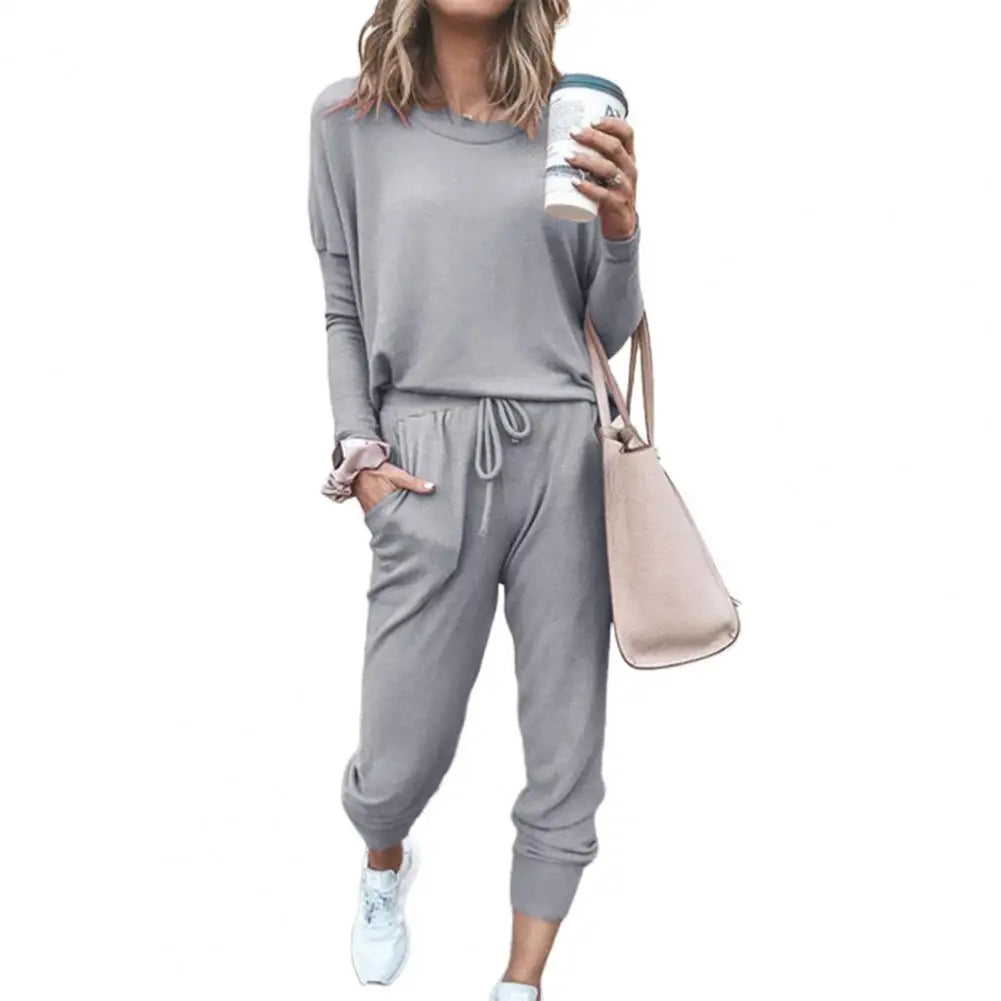 Casual Solid Color Tracksuit Set