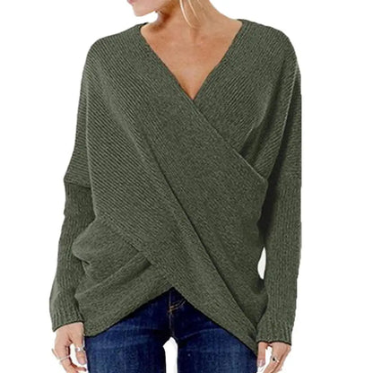 Women’s V-Neck Cross Front Sweater