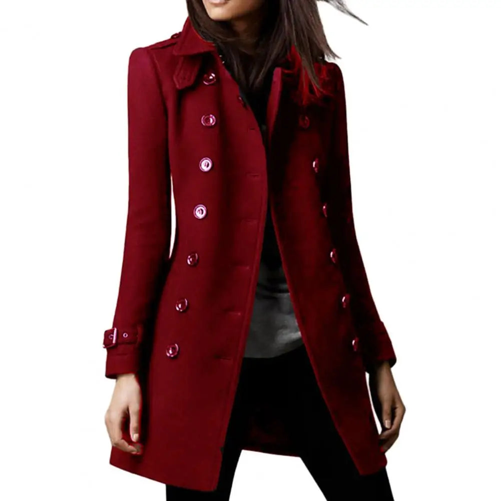 Women's Double-Breasted Woolen Coat