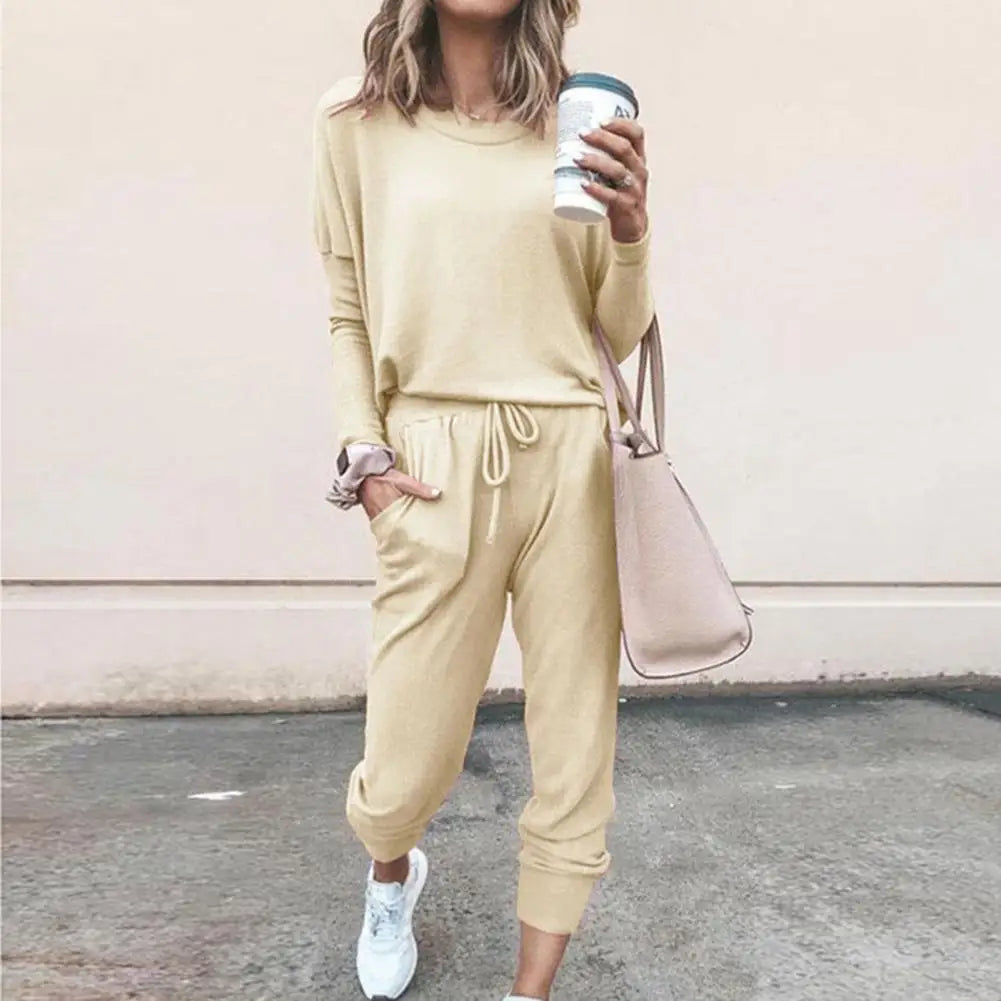 Casual Solid Color Tracksuit Set