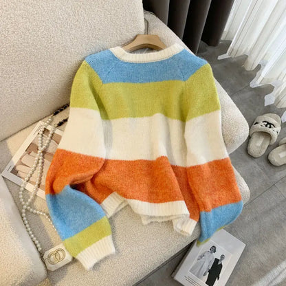 Kimotimo Striped Knit Cardigan