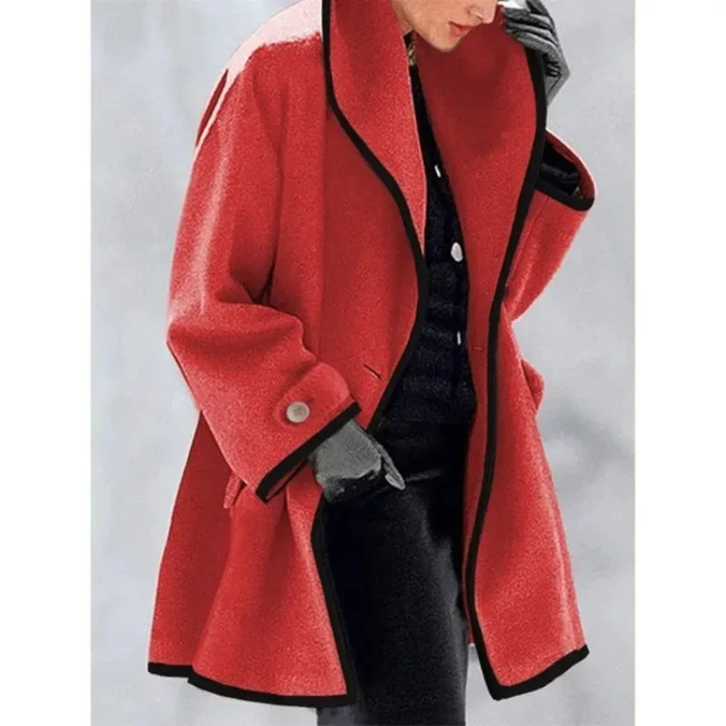 Long Single-Breasted Wool Blend Coat