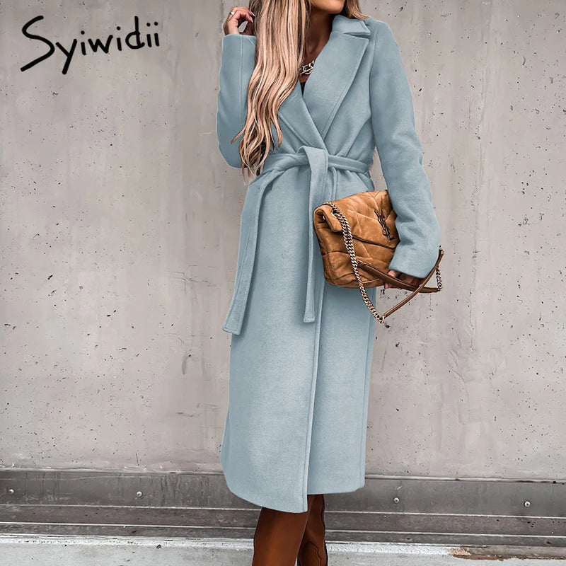 Elegant Belted Wool-Blend Coat