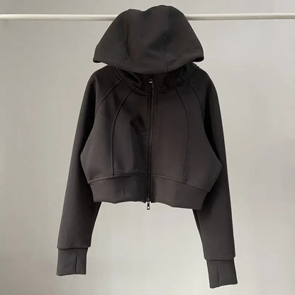 Autumn Women's Double Zipper Hooded Casual Jacket