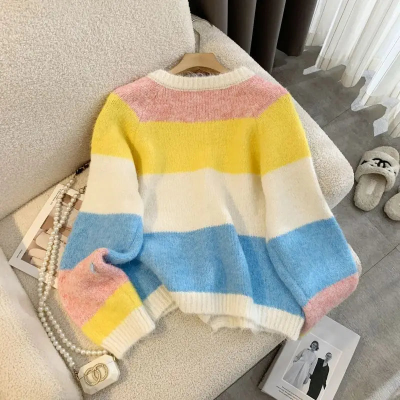 Kimotimo Striped Knit Cardigan