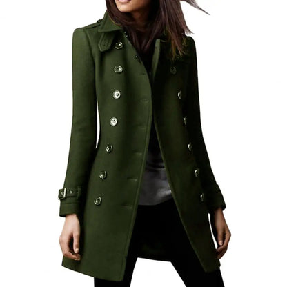 Women's Double-Breasted Woolen Coat