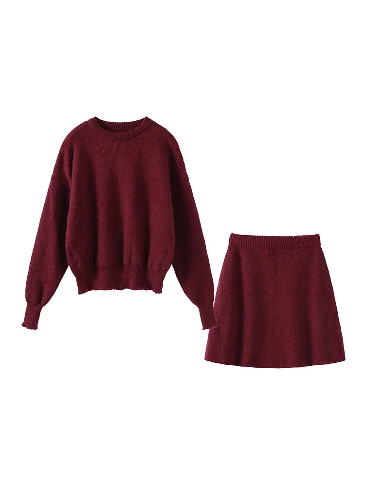 Women's Knit Two-Piece Skirt Set