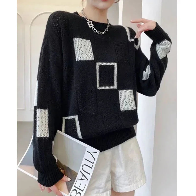 Vintage Geometric Knitted Sweater Pullover