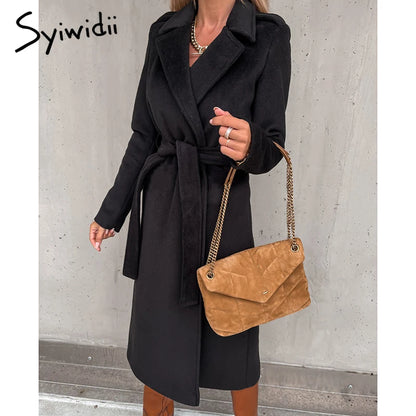 Elegant Belted Wool-Blend Coat