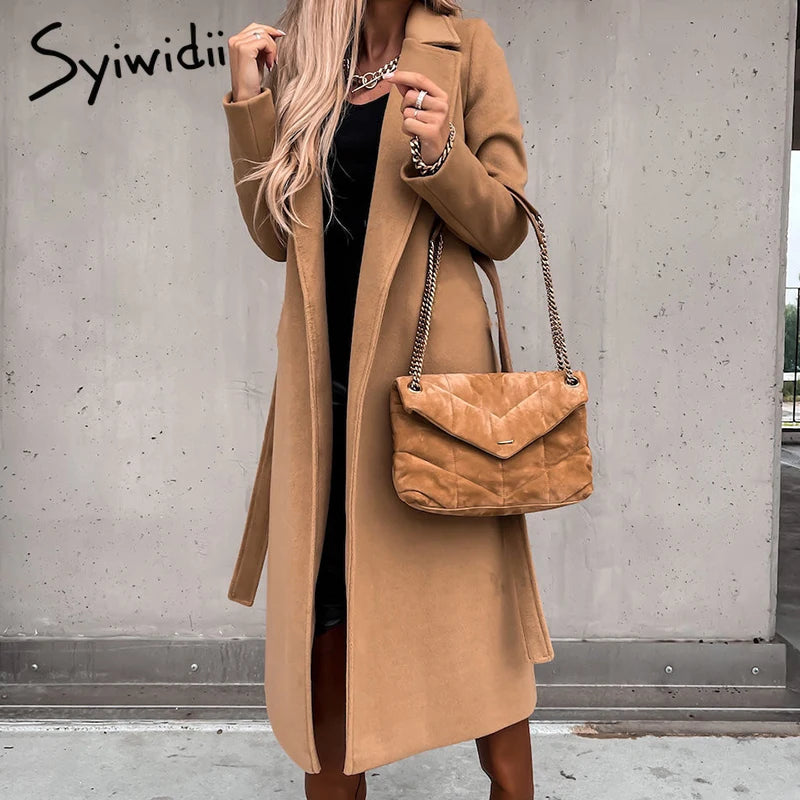 Elegant Belted Wool-Blend Coat