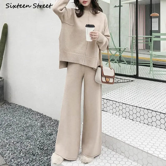 Chic apricot knit 2-piece