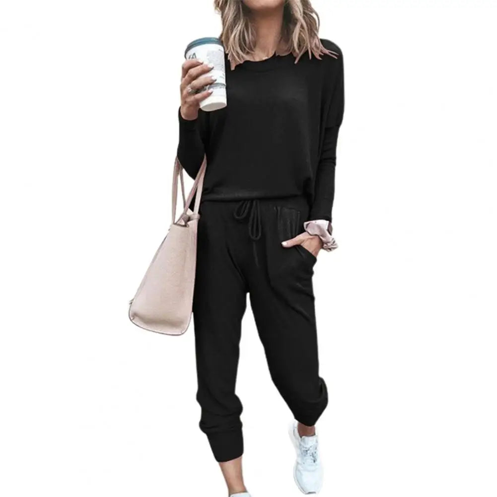 Casual Solid Color Tracksuit Set