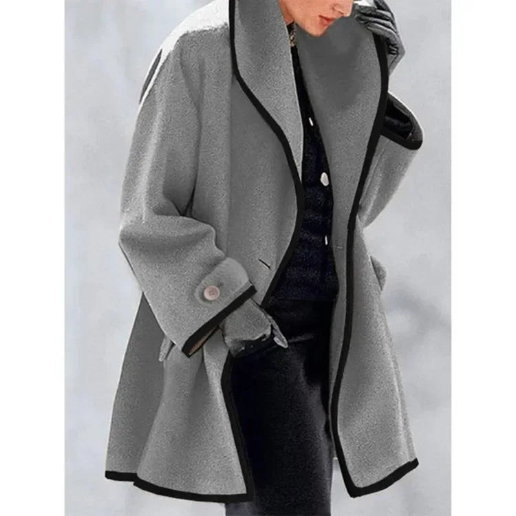 Long Single-Breasted Wool Blend Coat