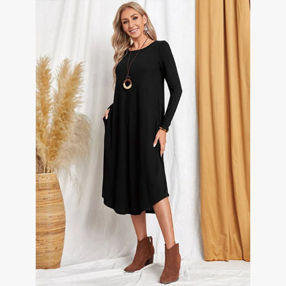 Casual A-Line Mid-Calf Dress