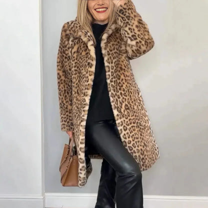 Leopard Print Plush Fleece Open Jacket