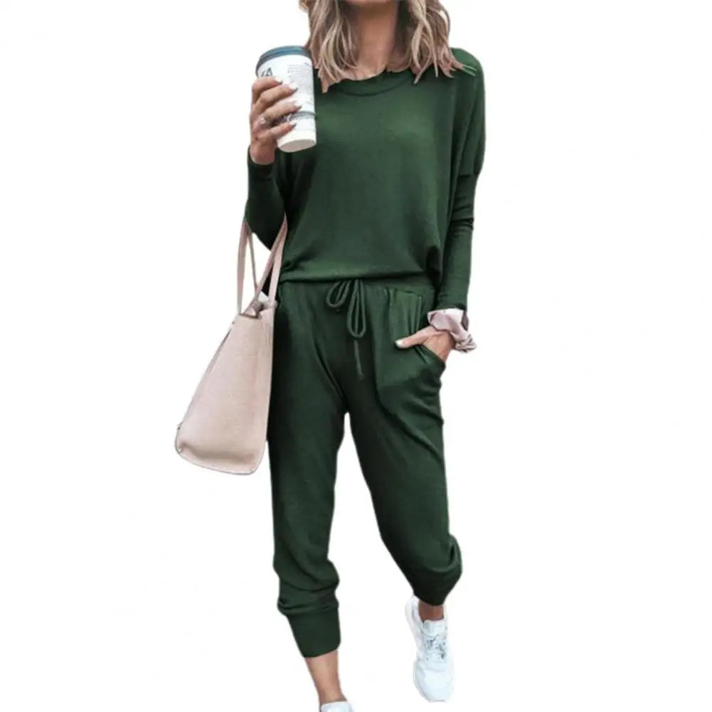 Casual Solid Color Tracksuit Set