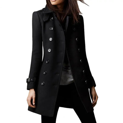 Women's Double-Breasted Woolen Coat