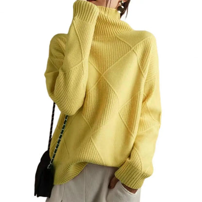 Turtleneck Winter Sweater Knitted Pullover Warm Crochet Jumper