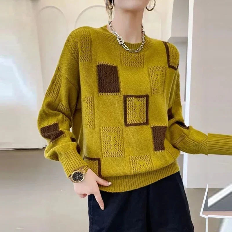 Vintage Geometric Knitted Sweater Pullover