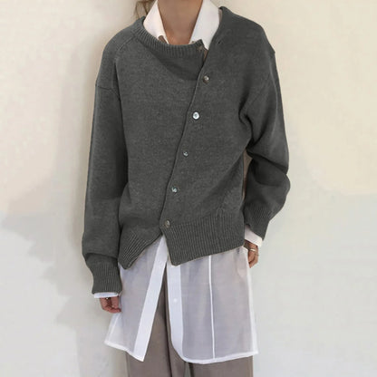 Asymmetrical Button Down Knit Cardigan