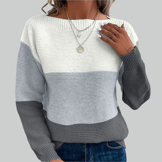 Contrast Stitching Round Neck Pullover Sweater