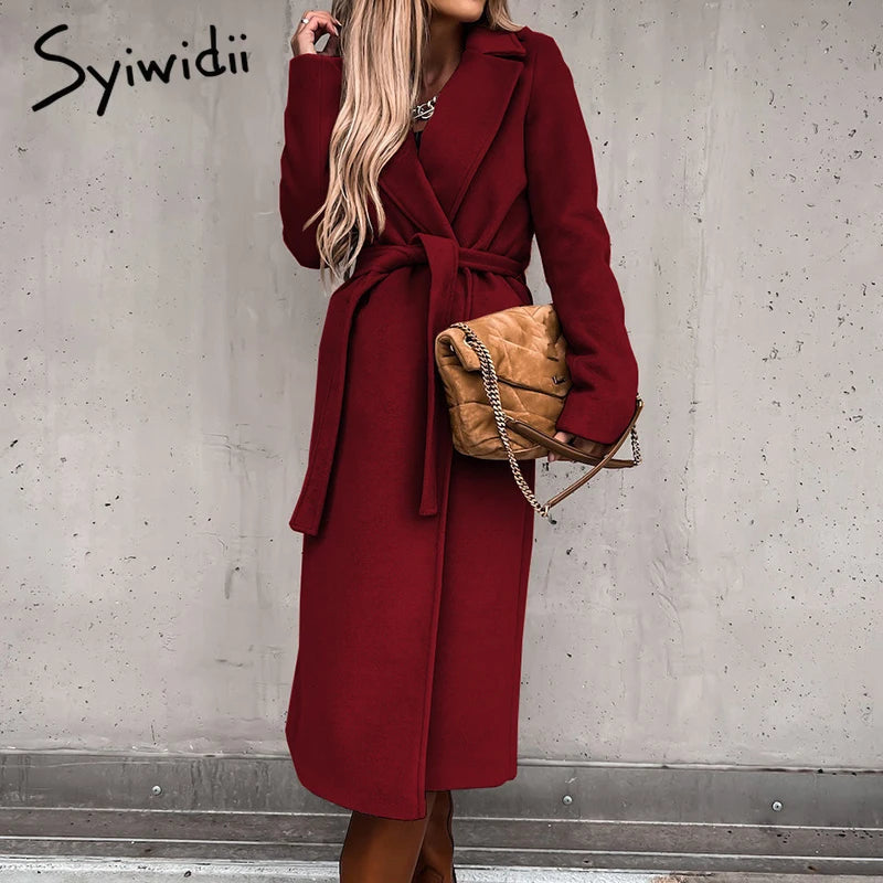 Elegant Belted Wool-Blend Coat