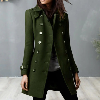 Women's Double-Breasted Woolen Coat