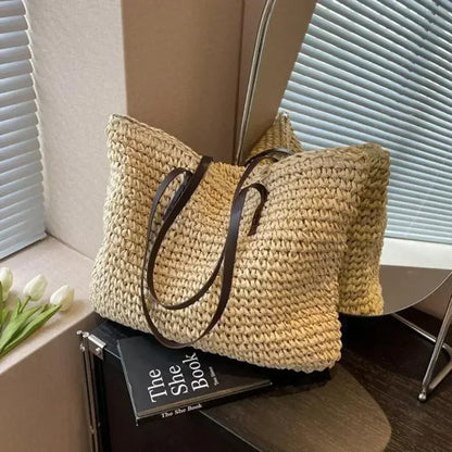 Elegant Woven Straw Tote Bag